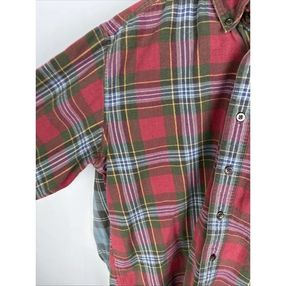 LL Bean Flannel Shirt Traditional Fit Mens Medium Plaid Button Down LOT OF 2 - Picture 4 of 15